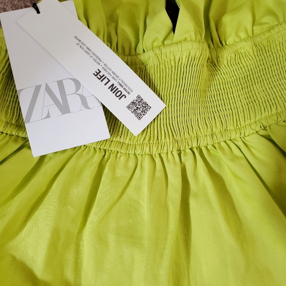 Zara Poplin Dress with Pockets Midi Maxi Lime - Picture 12 of 12